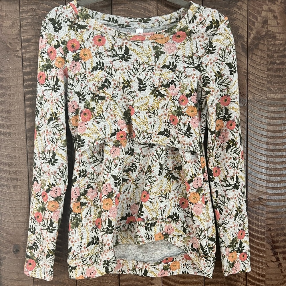 Floral Long-Sleeve Women's Sweater - Pink & Green